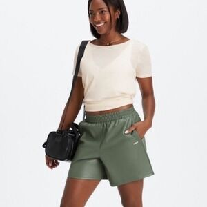 Fabletics Women’s Vegan Leather High Waisted Shorts Size Small Athletic Comfy